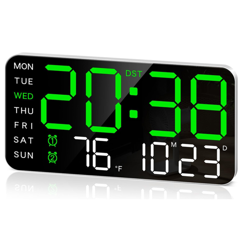 8.4In Large Digital Wall Clock,Led Alarm Clock with Digits,Green