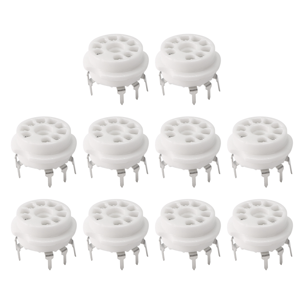 10 Pezzi Zoccolo Per Tubo A Vuoto In Ceramica A 9 Pin Per 12AX7 12AU7 Placcato Argento-image