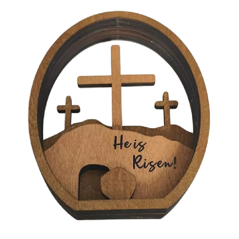 Kit Vassoio Per Decorazioni Pasquali Cristiane Con Scena Della Resurrezione-image