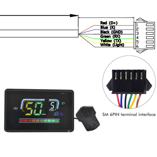 H6C-2 Ηλεκτρικό Ποδήλατο με Bluetooth Ταχύμετρο και Οθόνη LCD SM6PIN 1