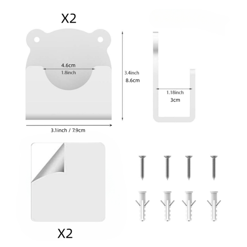 2-pack acryl douchegordijnroede wandmontage 2