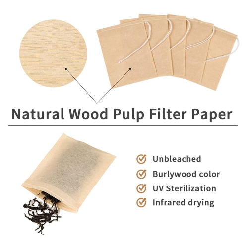 400 Pack Disposable Drawstring Tea Filter Bags Safe Unbleached Paper 1