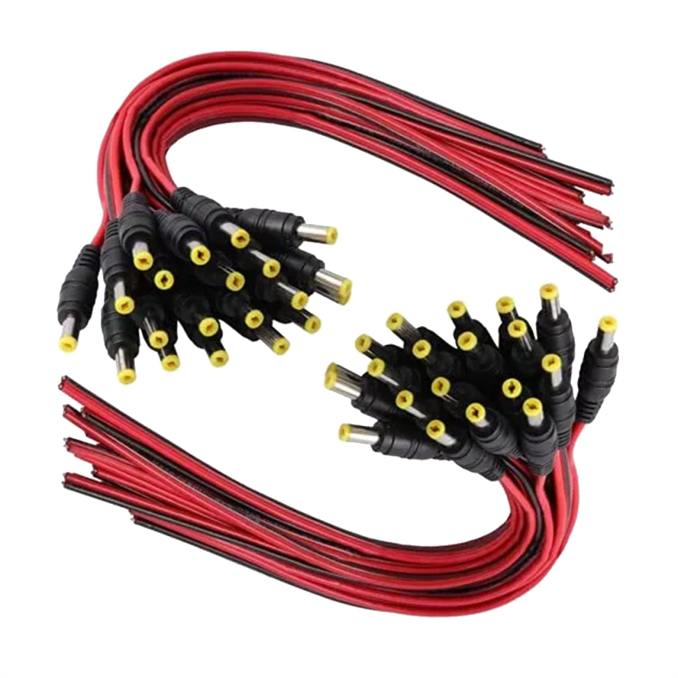 100Pcs Dc Power Pigtail Cable Plug 18Awg 2.1Mm X 5.5Mm 12V 5A Male 4711699364750
