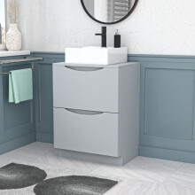 Nes Home 600mm Freestanding Matte Grey Vanity Unit Square Basin