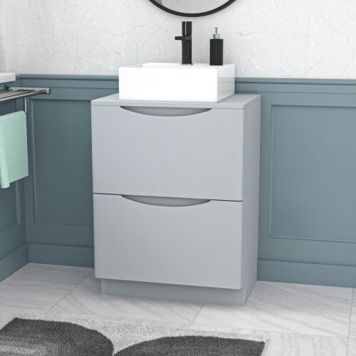 NES Home Nes Home 600mm Freestanding Matte Grey Vanity Unit Square Basin 2