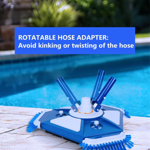 Pool Vacuum Head with Side Brush Universal Steering Handle 2