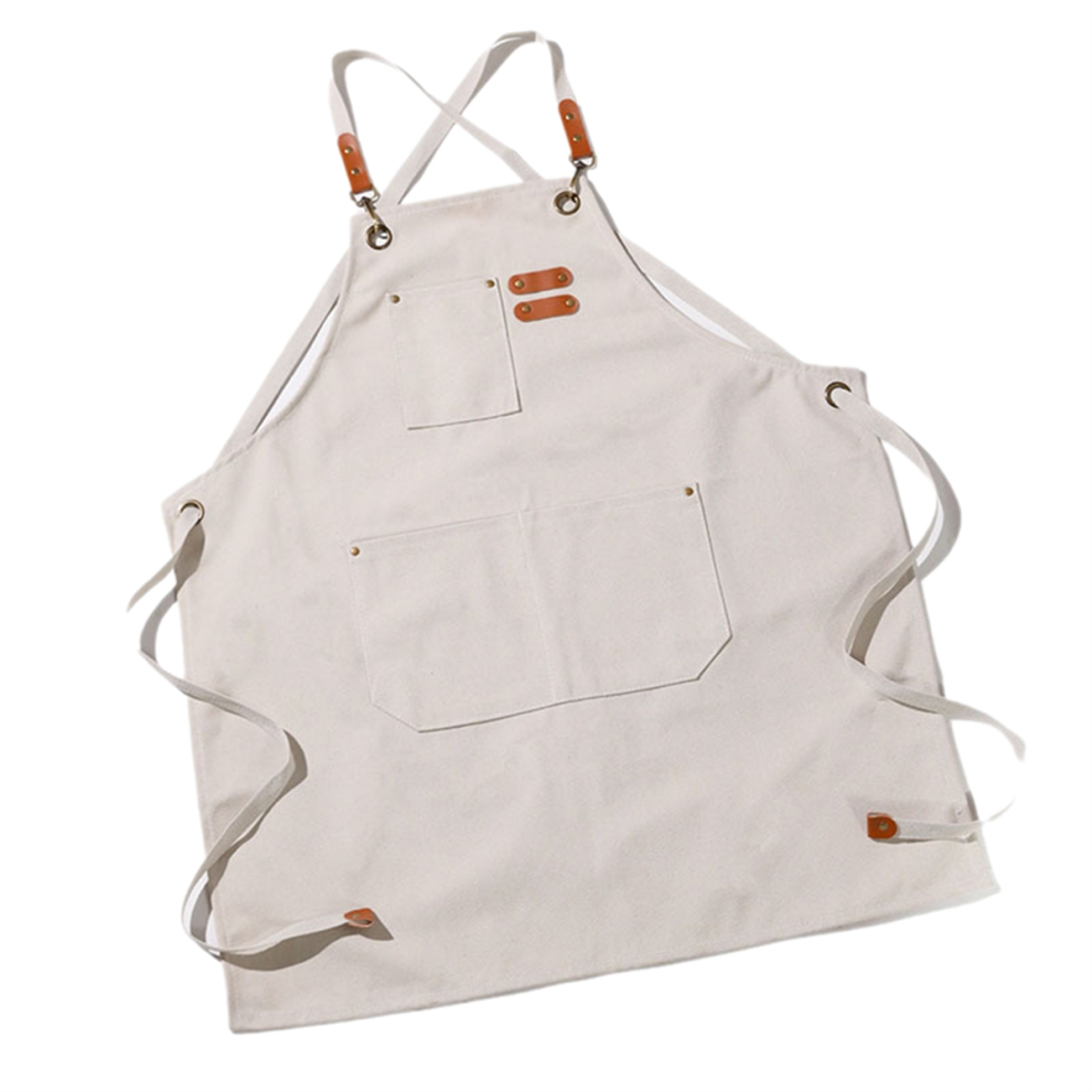 Mode Canvas Schorten Huis Keuken Tuinieren Werkkleding CrèMe Wit-image