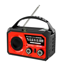 16000mAh núdzové meteorologické rádio napájané solárnou a ručnou kľukou, červené