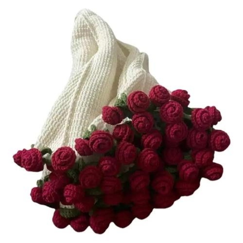 Flower Bouquet Blanket Handmade Foldable Soft Roses Blanket Beginner