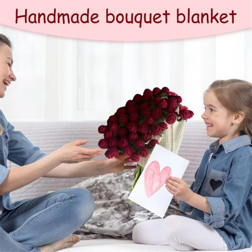 Flower Bouquet Blanket Handmade Foldable Soft Roses Blanket Beginner 2