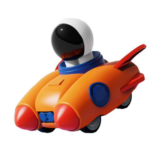 Rocket-Design Giocattolo auto a pressione arancione 10,5 x 9 x 12 cm