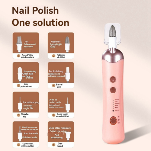 Electric Nail File Set Electric Manicure Tool for Thick Nails Pink 1