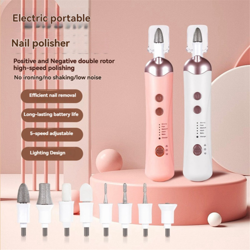 Electric Nail File Set Electric Manicure Tool for Thick Nails Pink 2