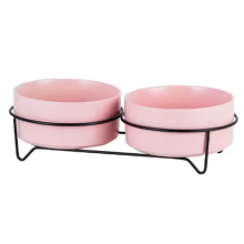 Dog Food Water Bowls with Stand Cat Ceramic Eating Drinking Feeders,C