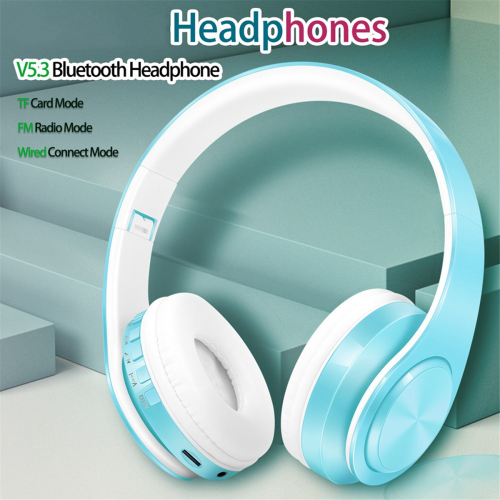 Auriculares inalámbricos Bluetooth de color azul macarrón de nuevo estilo 1
