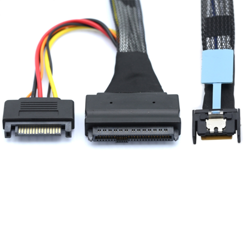 Gen5 MCIO Slimline SFF-8654 4I - SAS 8639 U.2 -sovitinkaapeli 0,5 m 1