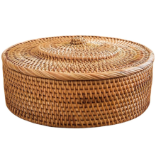 Rotan mand met deksel, handgeweven opbergmand