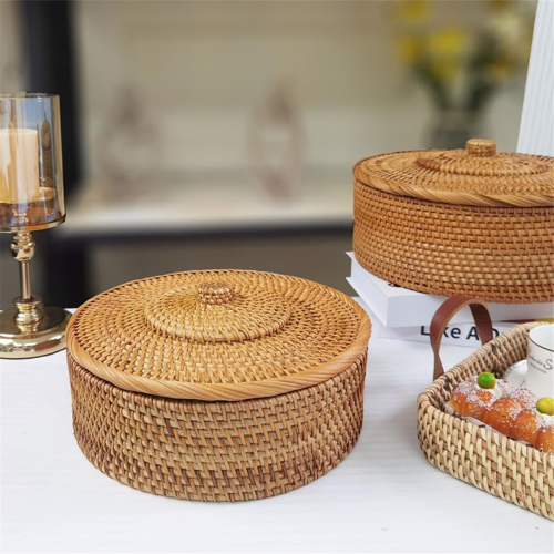 Rotan mand met deksel, handgeweven opbergmand 2