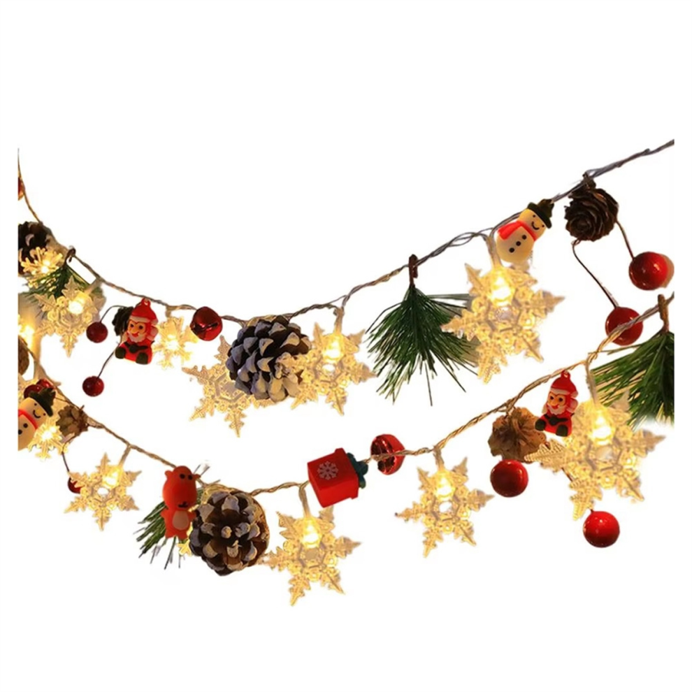 Guirnalda De Luces Led Con Forma De Copo De Nieve, 20 Luces Led Alimentadas Por BateríA, DecoracióN B-image