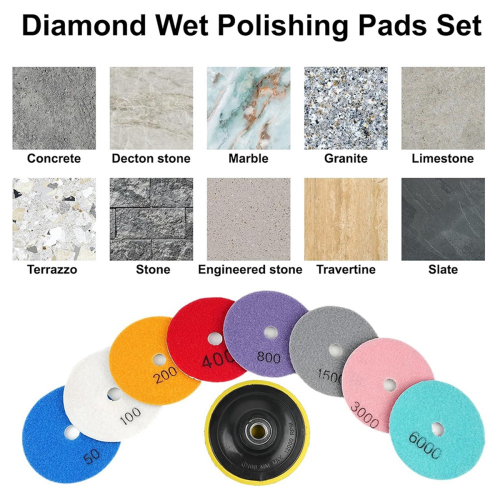Kit de polimento de concreto diamantado de 4 polegadas com 11 pacotes, grão 50-6000 1