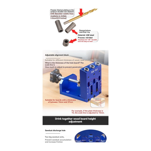 Adjustable Pocket Hole Jig Diagonal Hole Locator 2