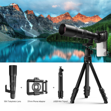 T50X Teleobjetiva para Celular HD com foco interno e Tripé