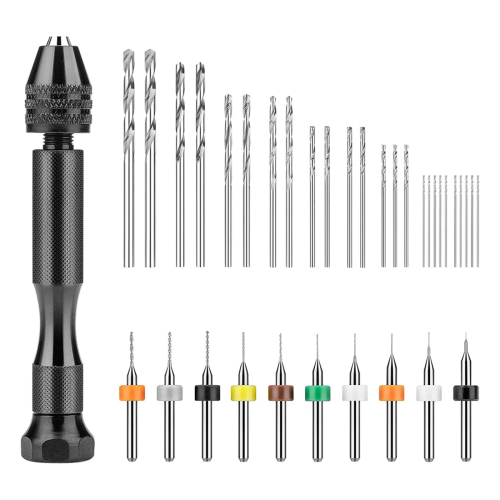 Hand Drill Set,Pin Vise Hand Drill with 10PCS PCB Mini Drill Bits