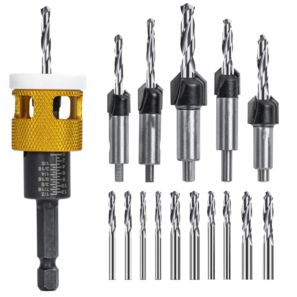 Countersink Drill Bits Set With Low Friction Depth Stop 4711294679952
