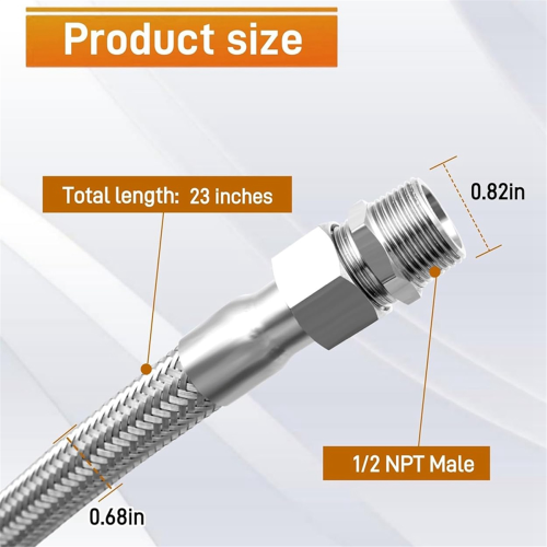 Mangueira de ligação para compressor de nível industrial, com macho de 20 polegadas e 1/2 polegada 2