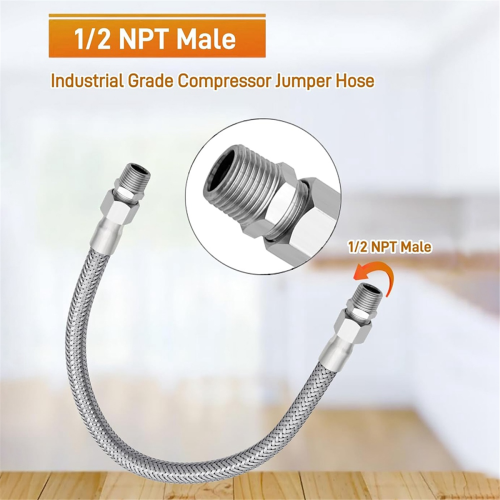 Mangueira de ligação para compressor de nível industrial, com macho de 20 polegadas e 1/2 polegada 1