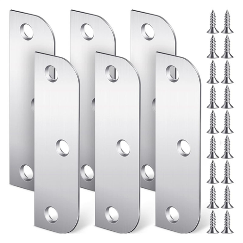 6 Pcs Hinge Filler Plates for Door Edge Silver