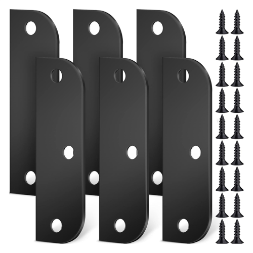 6 Stück Scharnierfüllplatten für Türkanten, Schwarz