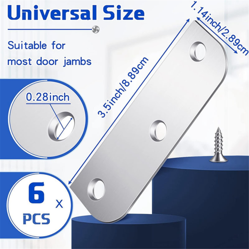6 Pcs Hinge Filler Plates for Door Edge Silver 2