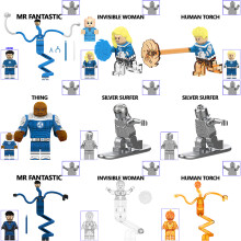 (9PCS Fantastic Four) 45PCS Fantastic Four Human Torch Stone Man Minifigures Building Blocks Fit Lego Kid Toys