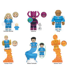 (6PCS Fantastic Four) 45PCS Fantastic Four Human Torch Stone Man Minifigures Building Blocks Fit Lego Kid Toys