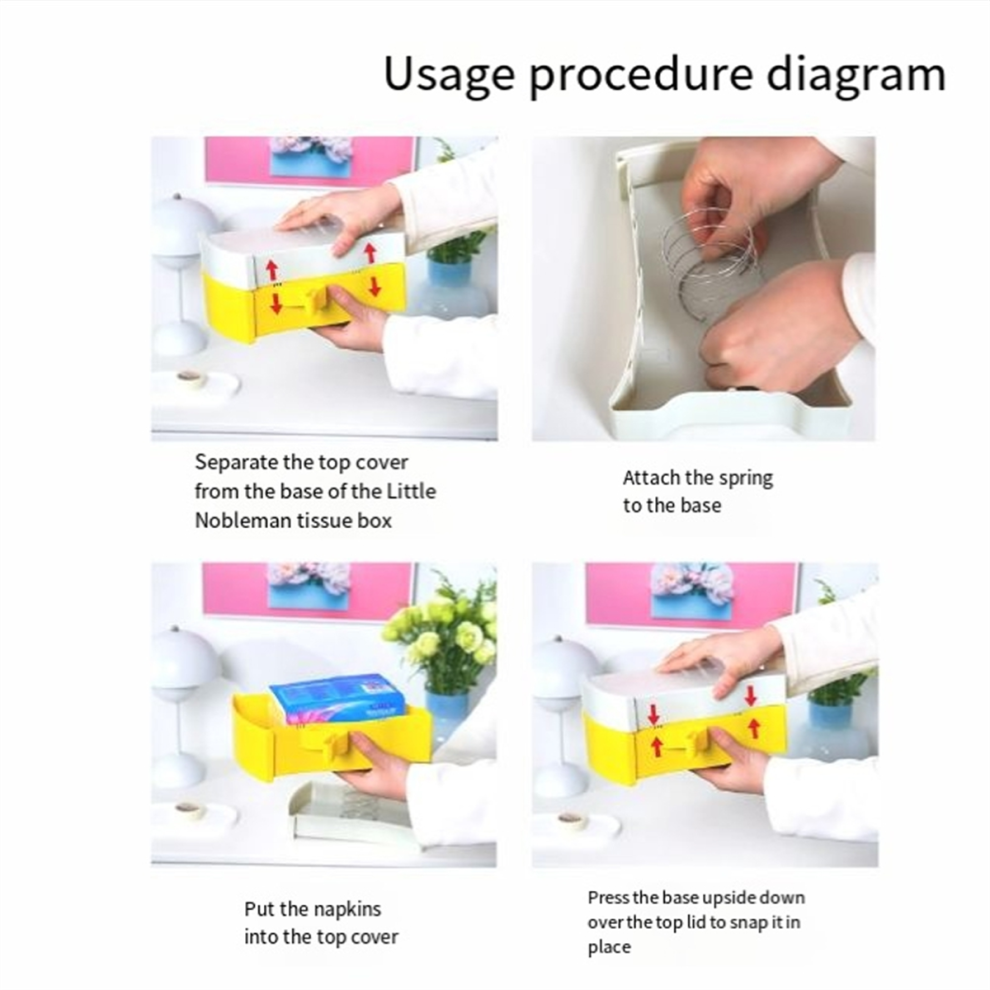 Bureaublad Toiletpapier Doos Met Elastische Steun Geel & Wit-image