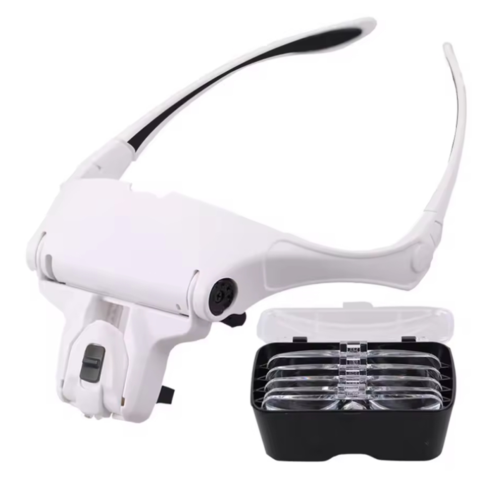 Magnifying Glasses LED Light Head Loupe Jeweler Headband Magnifier