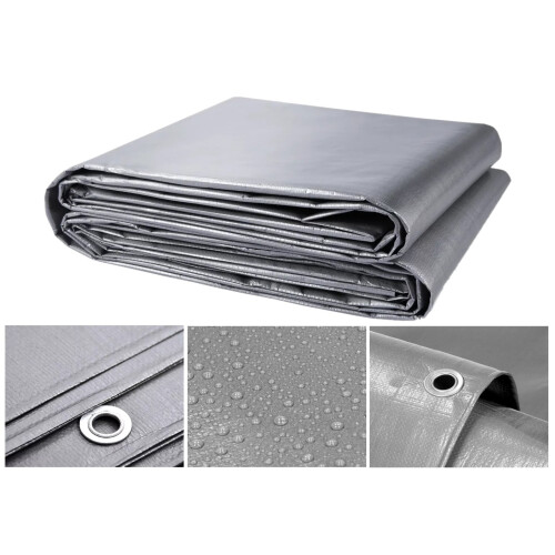 (2m x 4m) Heavy-Duty Waterproof Tarpaulin, 200g/m², Grey with Metal Grommets, Universal, Multipurpose, UV Protection