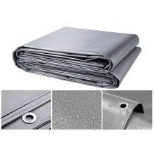(5m x 5m) Heavy-Duty Waterproof Tarpaulin, 200g/m², Grey with Metal Grommets, Universal, Multipurpose, UV Protection