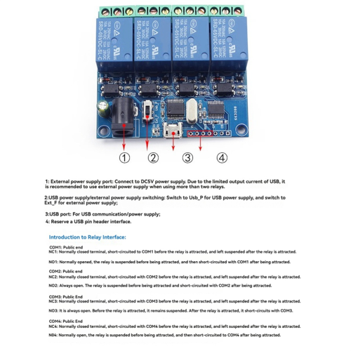 4-kanals USB-relæmodul LCUS-4 intelligent kontrolrelækontakt 1