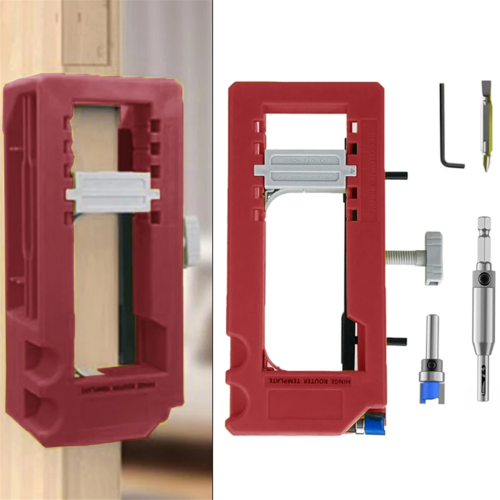 Door Hinge Jig Mortiser: Adjustable Template Kit for Easy Hinge Installation with Self-Centering Drill Bit and Depth Gauge 2
