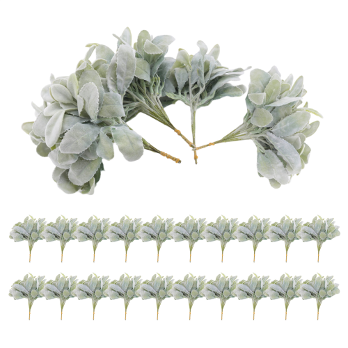 24 bucăți artificiale cu urechi de miel încolțite, verdeață, tulpini decorative 1