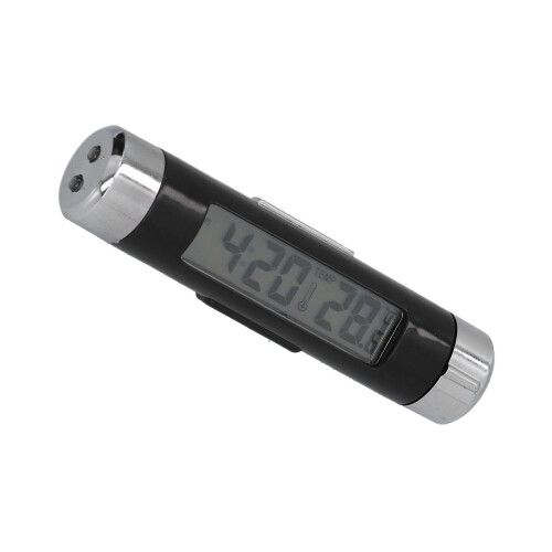 K01 Car Thermometer Clock 8.5x1.7cm Luminous LCD Battery-Powered