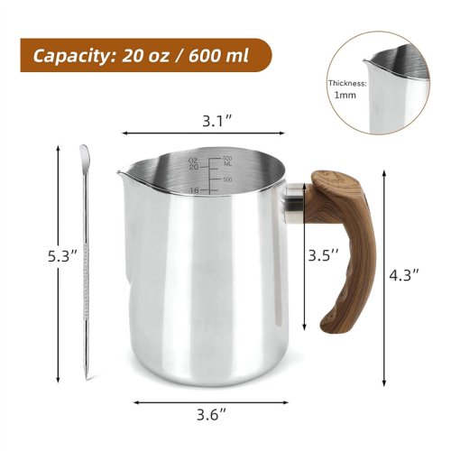 Κανάτα αφρού γάλακτος 20 oz (600ml), κανάτες ατμού εσπρέσο 2