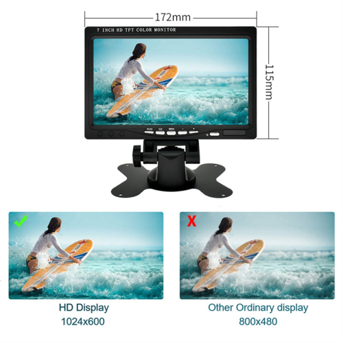 Monitor VGA de carro de 7 polegadas HD com visão traseira 2