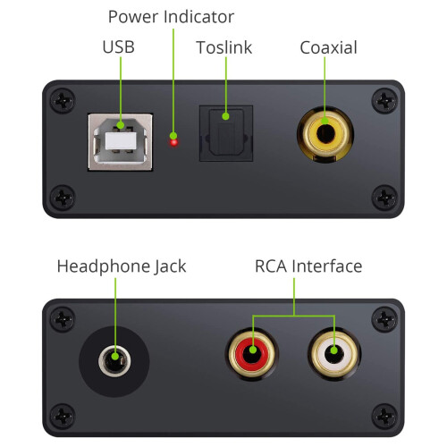 Conversor USB para SPDIF Coaxial e Jack de 3,5 mm para 1