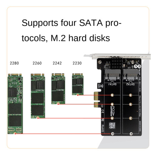 PH58 2 x M2 til PCIE adapterkort PCIe X1 til NGFF M2 SSD 2