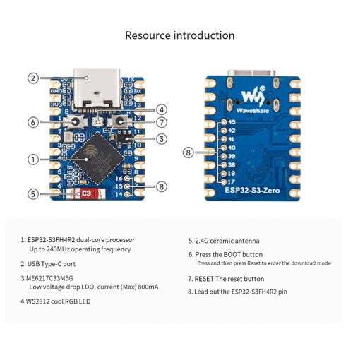 Módulo de placa de desarrollo ESP32-S3 de 240 MHz con Wi-Fi y Bluetooth 5.0, A