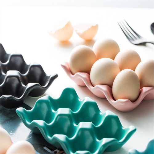 Kitchen Supplies Egg Tray Household Ceramic Tableware Supplies pink 2