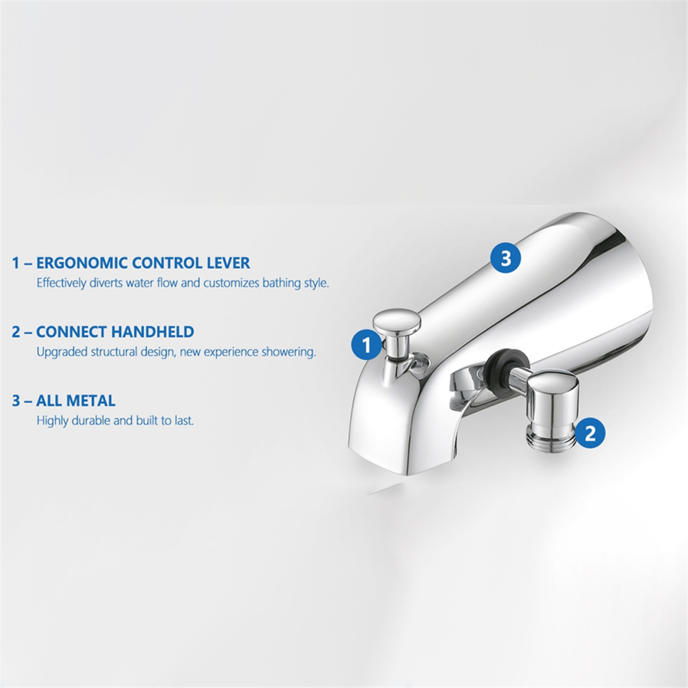 All Metal Bathtub Faucet With 9 Sprayer Settings, Chrome Finish 4711050380689